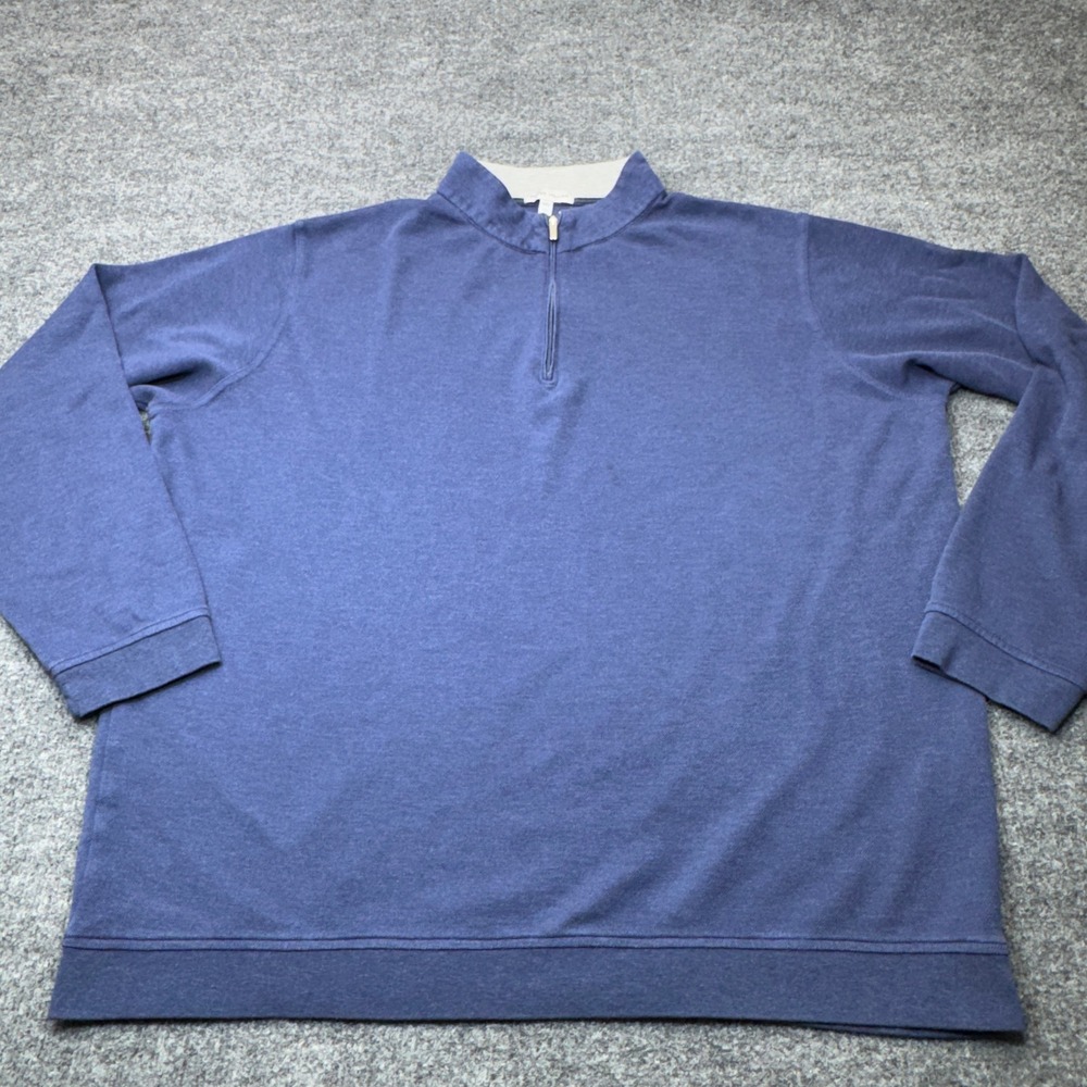 Peter Millar Sweatshirt Mens XXL Blue Cotton Modal Blend Quarter Zip Pullover - Picture 1 of 12
